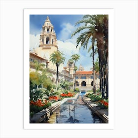 Balboa Park Usa Watercolour Painting Art Print