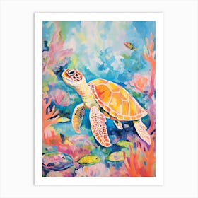 Colourful Sea Turtles In Ocean 5 Art Print