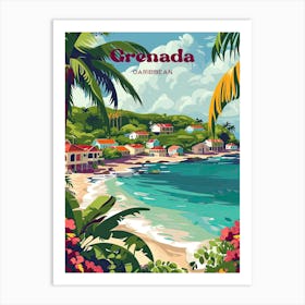 Grenada Caribbean Island Travel Art Illustration Art Print