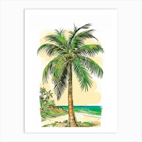 Palm Tree Storybook Illustration 2 Art Print