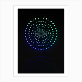 Neon Blue and Green Abstract Geometric Glyph on Black n.0304 Art Print