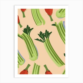 Celery Pattern Vegetable Illustration Art Print