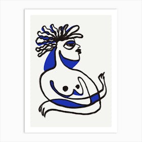 Afro Woman In Blue Art Print