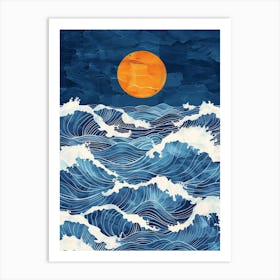 Ocean Waves At Night 1 Art Print