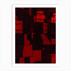 Abstract Red Cubes Art Print