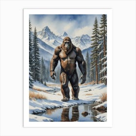 Bigfoot Walking in THW Woods Art Print