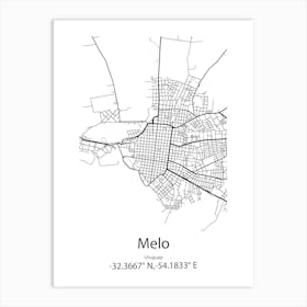 Melo,Uruguay Minimalist Map Art Print