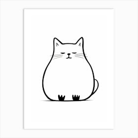 Minimalist Cat Line Drawing 3 Art Print
