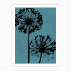 Teal black alliums Art Print