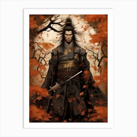 Japanese Samurai Illustration 16 Art Print