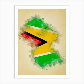 Guyana Flag Vintage Art Print