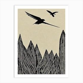 Chimney Swift Linocut Bird Art Print