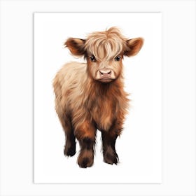 Simple Portrait Of Highland Cow Calf Art Print