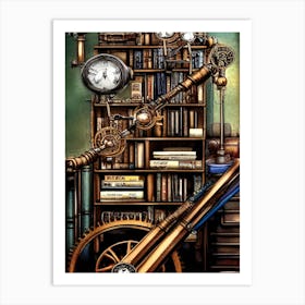 Steampunk Rust Grunge Metal Gears Cogs Clockwork Mechanics Technology Machine Vintage Art Print