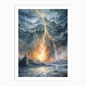 A Depiction Of St Elmo S Fire Glowing Eerily In A Art Print