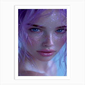 Purple Haired Girl Art Print