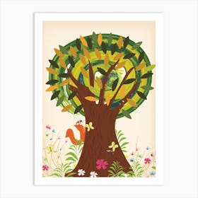 Squirrel In A Tree Art Print