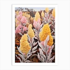 Celosia 4 Flower Painting Art Print