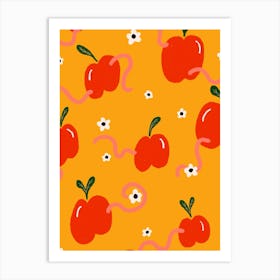 Apple and Worm Pattern Art Print