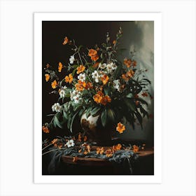 Baroque Floral Still Life Evening Primrose 3 Art Print