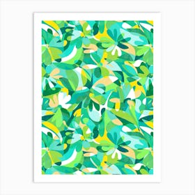 Abstract Flowers - Green Art Print