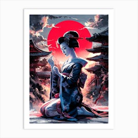 Beautiful Japanese Geisha Girl Art Painting #2 Art Print