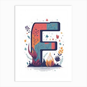 Colorful Letter F Illustration 38 Art Print