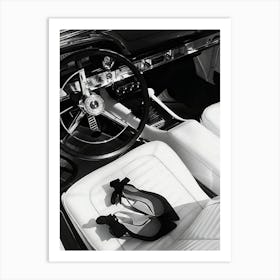 Vintage Car Black And White Fashion High Heels Feminist Art Print