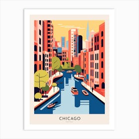 River Walk Chicago Colourful Travel Poster Art Print