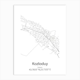 Kozloduy,Bulgaria Minimalist Map Art Print