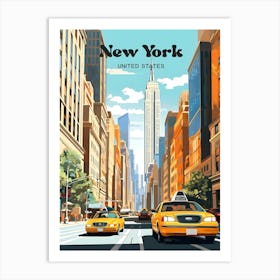 New York United States Summer Travel Illustration Art Print