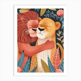 African Lion Rituals Illustration 4 Art Print