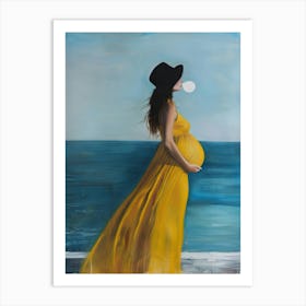 Pregnant Woman In Yellow Dress Art Print