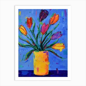 Tulips In A Yellow Vase Living Room Art print