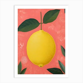 Lemon On A Pink Background Art Print