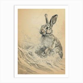 Blanc De Hotot Rabbit Drawing 4 Art Print