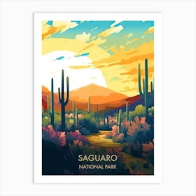 Saguaro National Park Travel Poster Illustration Style 1 Art Print