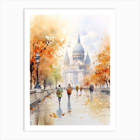 Budapest Hungary In Autumn Fall, Watercolour 3 Art Print