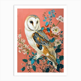 Floral Animal Painting Owl 4 Art Print