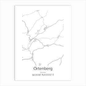 Ortenberg,Germany Minimalist Map Art Print