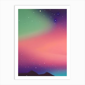 Galaxy Mountains Sky Night Aurora Borealis Art Print