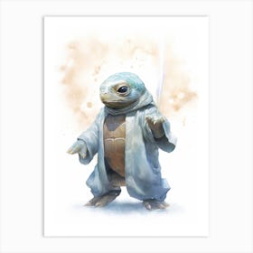 Baby Sea Turtle As A Jedi Watercolour 4 Art Print