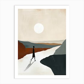 Man Walks Across The Desert, Minimalism Art Print