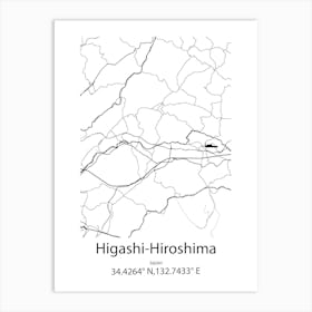 Higashi Hiroshima,Japan Minimalist Map Art Print