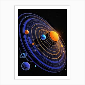 Default Neon Black Light Sgraffito Solar System 3d Illustratio 1 (4) Art Print