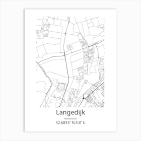 Langedijk,Netherlands Minimalist Map Art Print