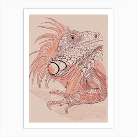 Brown Cuban Iguana Abstract Modern Illustration 2 Art Print