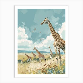 Herd Of Giraffes In The Wild 4 Art Print