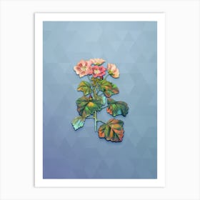 Vintage Rhomb Leaved Palavia Botanical Art on Summer Song Blue n.0241 Art Print