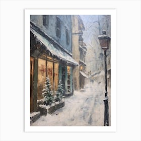 Vintage Winter Painting Chamonix France Art Print